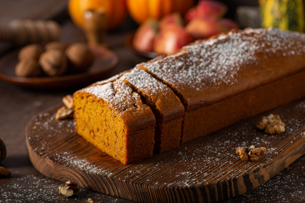 Discover the Warmth of Homemade Pumpkin Bread - This image highlights the rich texture and inviting color of homemade pumpkin bread, a unique and flavorful bread option for your Fried Bologna and Egg Sandwich. Perfect for adding a hint of sweetness and autumnal spice, pumpkin bread can transform your sandwich into a seasonal delight